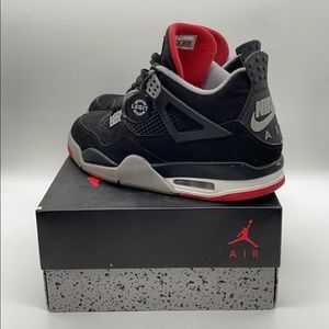 Air Jordan 4 Retro Bred Shoes Black/Red 9.5M